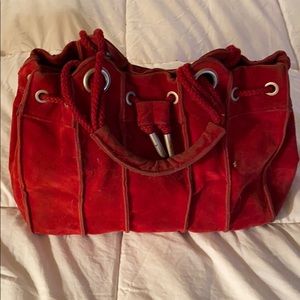 Red Suede Leather Bag